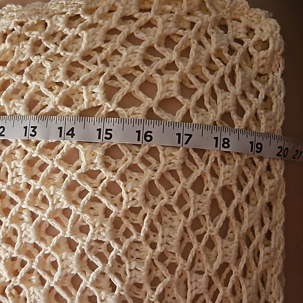 Hand Crafted Crochet Crop-Top Handmade Fishnet Swim Design Cream Summer Layer OS - Picture 16 of 17